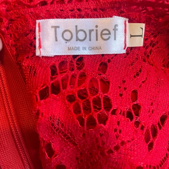 Valentines  Beautiful Red Lace Cut Out Peplum Short Sleeve Top Blouse Women Sz L - Picture 6 of 8